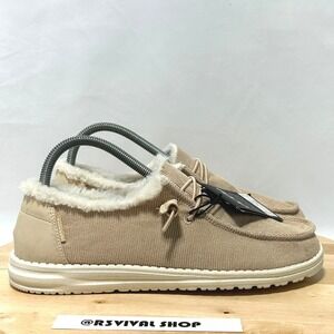 Hey Dude Wendy Corduroy Cream Womens Slip On Comfort Shoes NWT - 9 US & 40 EUR